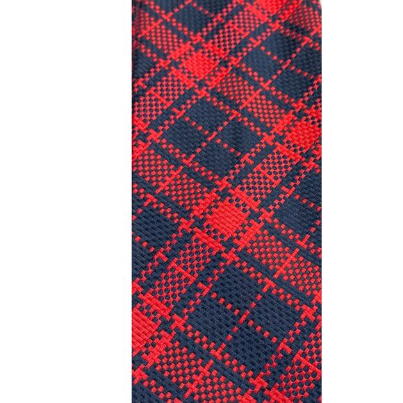 Vintage Trevira Navy Red Plaid Tie 55” Long 4.5” Wide - Picture 3 of 3